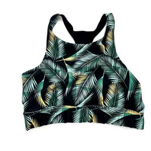 Alchemy | Tropical Leaf Print Sports Bra // S